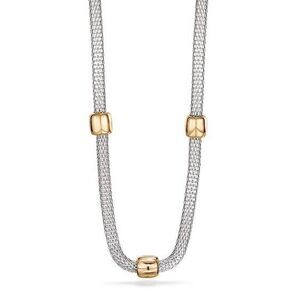 AVON PINNACLE MESH NECKLACE (SILVERTONE with GOLDTONE BEADS) ~ NEW SEALED!!!